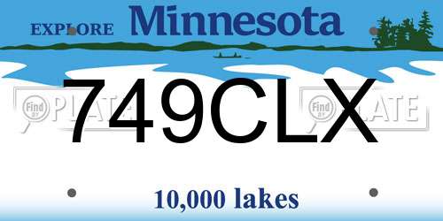 749CLX Minnesota License Plate