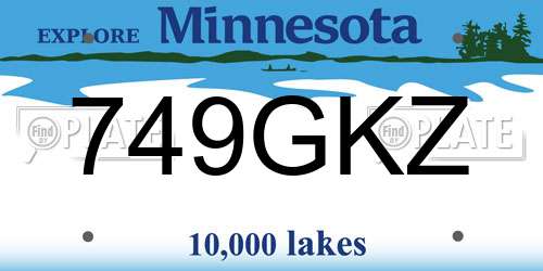 749GKZ Minnesota License Plate