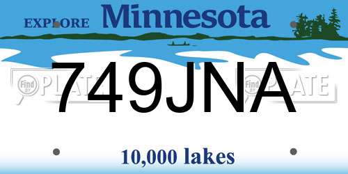 749JNA Minnesota License Plate
