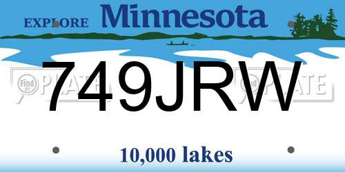 749JRW Minnesota License Plate