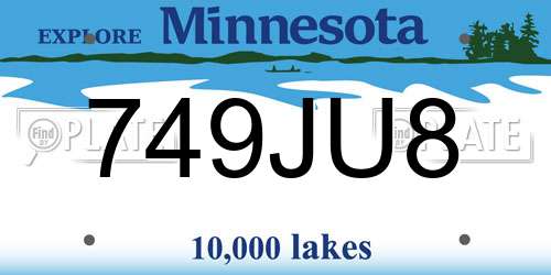 749JU8 Minnesota License Plate