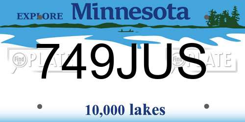 749JUS Minnesota License Plate