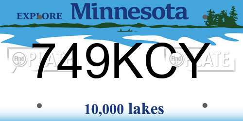 749KCY Minnesota License Plate