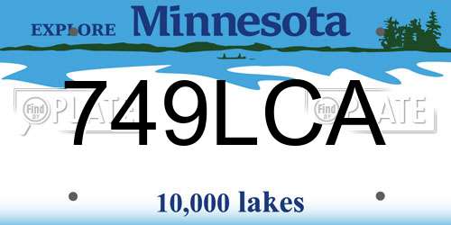 749LCA Minnesota License Plate