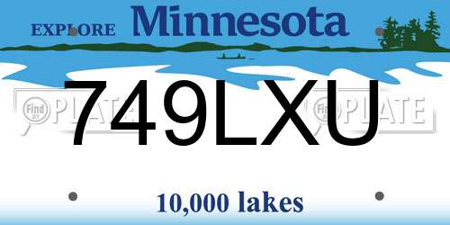 749LXU Minnesota License Plate