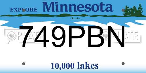 749PBN Minnesota License Plate
