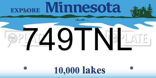 749TNL Minnesota License Plate