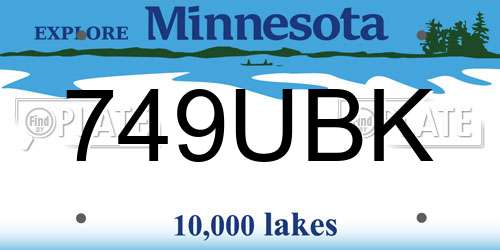 749UBK Minnesota License Plate