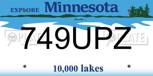 749UPZ Minnesota License Plate