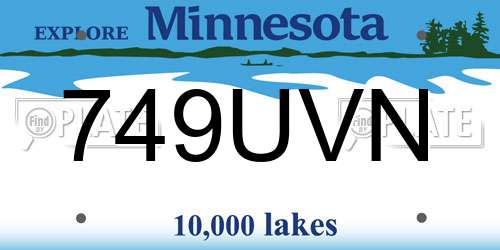 749UVN Minnesota License Plate