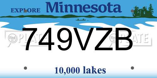 749VZB Minnesota License Plate