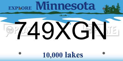 749XGN Minnesota License Plate