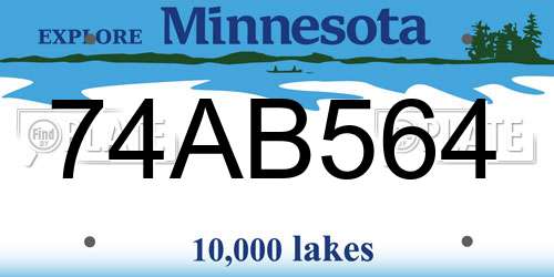 74AB564 Minnesota License Plate