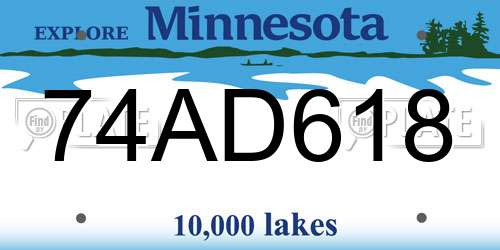 74AD618 Minnesota License Plate