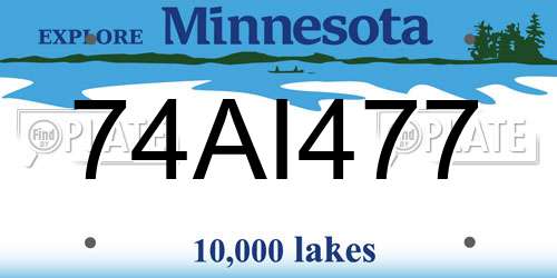 74AI477 Minnesota License Plate
