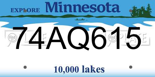 74AQ615 Minnesota License Plate