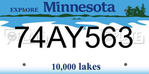 74AY563 Minnesota License Plate