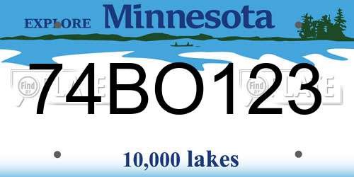 74BO123 Minnesota License Plate