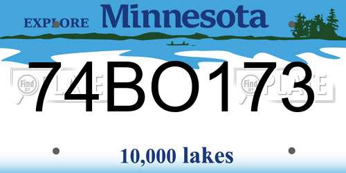 74BO173 Minnesota License Plate