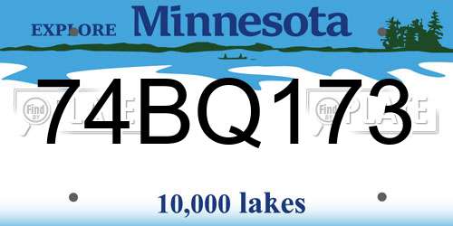 74BQ173 Minnesota License Plate