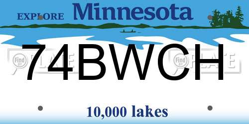 74BWCH Minnesota License Plate
