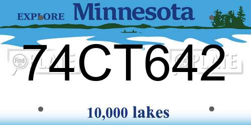 74CT642 Minnesota License Plate