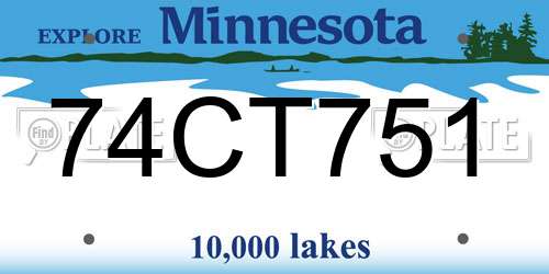 74CT751 Minnesota License Plate