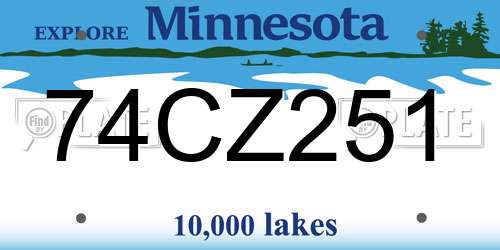 74CZ251 Minnesota License Plate