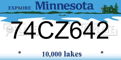74CZ642 Minnesota License Plate