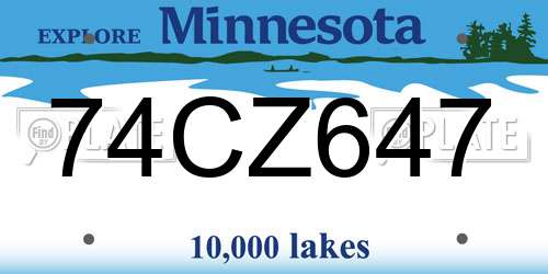 74CZ647 Minnesota License Plate