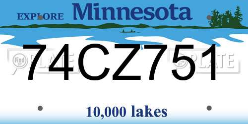 74CZ751 Minnesota License Plate