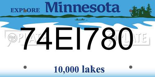 74EI780 Minnesota License Plate