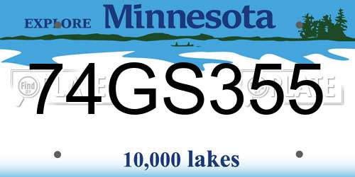 74GS355 Minnesota License Plate