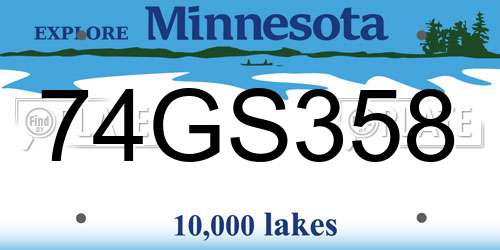 74GS358 Minnesota License Plate