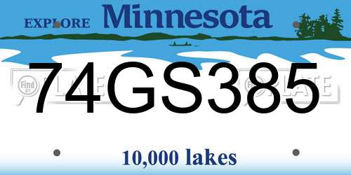 74GS385 Minnesota License Plate