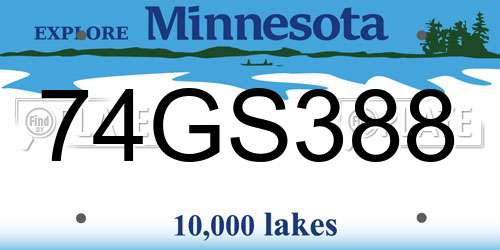 74GS388 Minnesota License Plate
