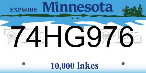 74HG976 Minnesota License Plate