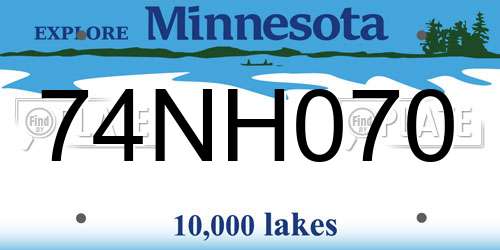 74NH070 Minnesota License Plate