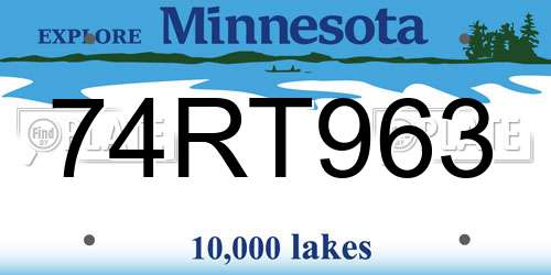 74RT963 Minnesota License Plate