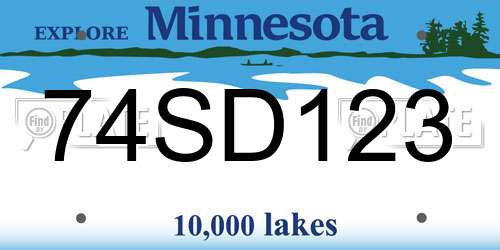 74SD123 Minnesota License Plate