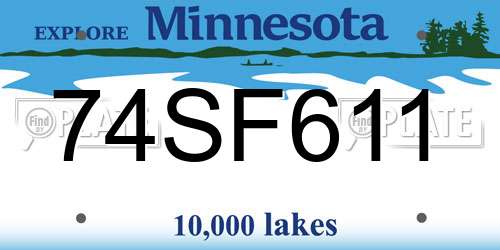 74SF611 Minnesota License Plate
