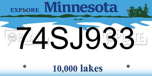 74SJ933 Minnesota License Plate