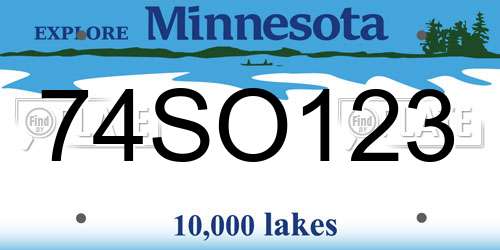 74SO123 Minnesota License Plate