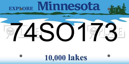 74SO173 Minnesota License Plate
