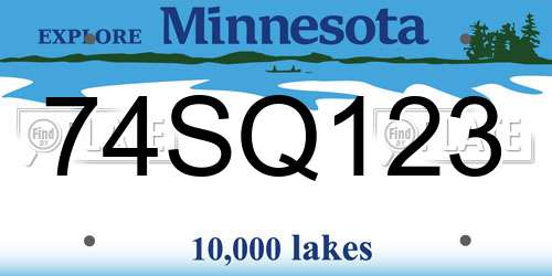 74SQ123 Minnesota License Plate