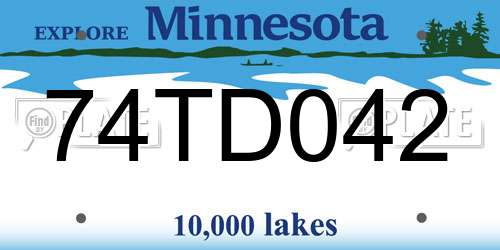 74TD042 Minnesota License Plate