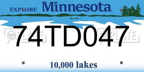 74TD047 Minnesota License Plate