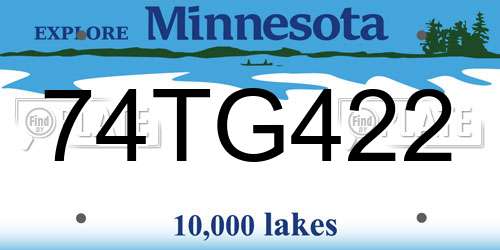74TG422 Minnesota License Plate