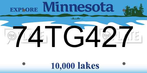 74TG427 Minnesota License Plate