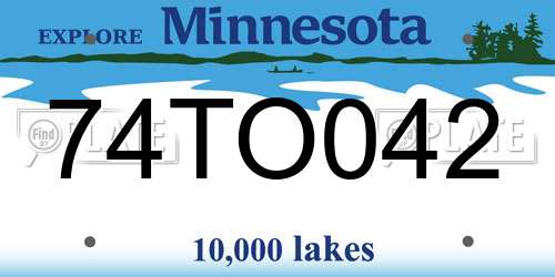 74TO042 Minnesota License Plate